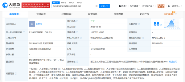 第二证券 宇树科技、杭州数据集团等成立具身智能中试基地科技公司